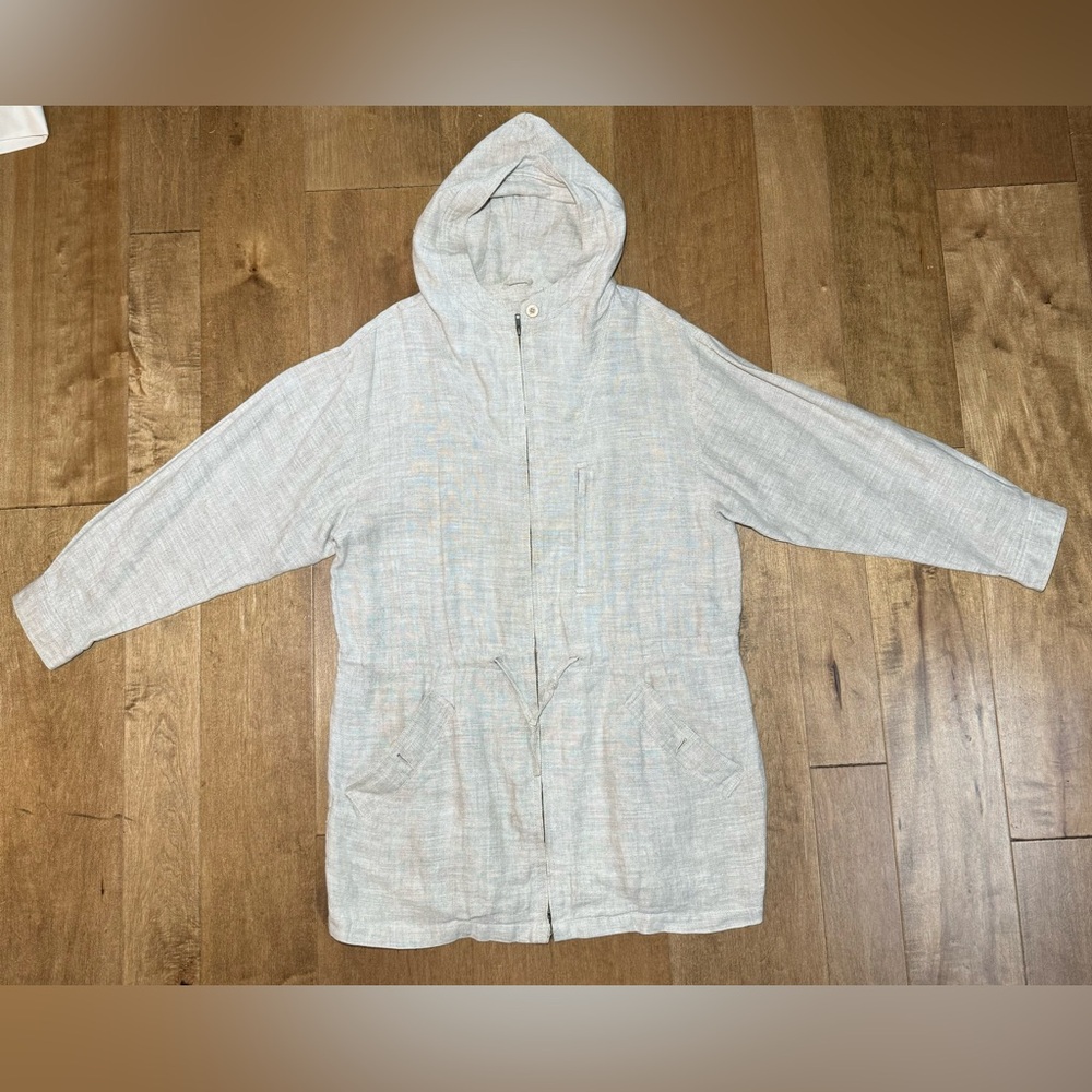 Women’s 100% Linen Vintage Eddie Bauer Cottage Parka Jacket Adjustable Sz Medium